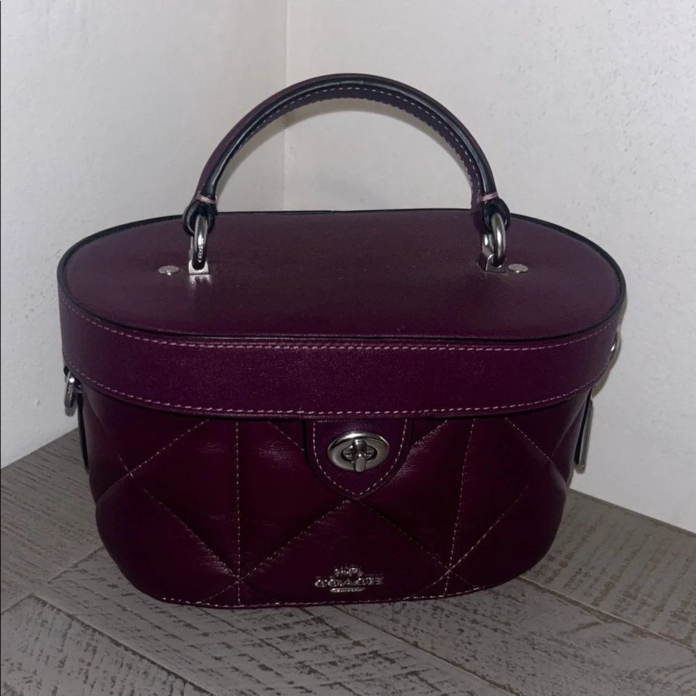 Coach Quilted Mini Top-Handle Bag in Plum